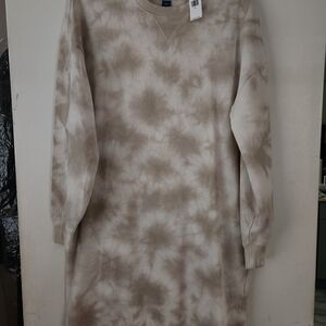Old Navy Beige Tie-Dye Sweatshirt Dress